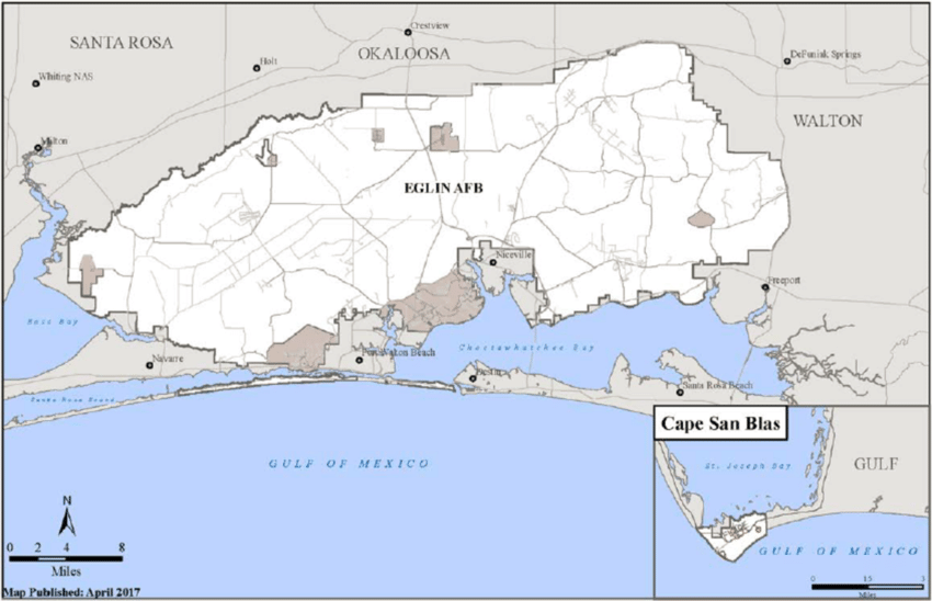 Map of Eglin Air Force Base and Surrounding Areas