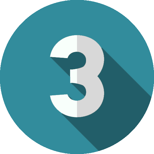 step three stylized logo in blue