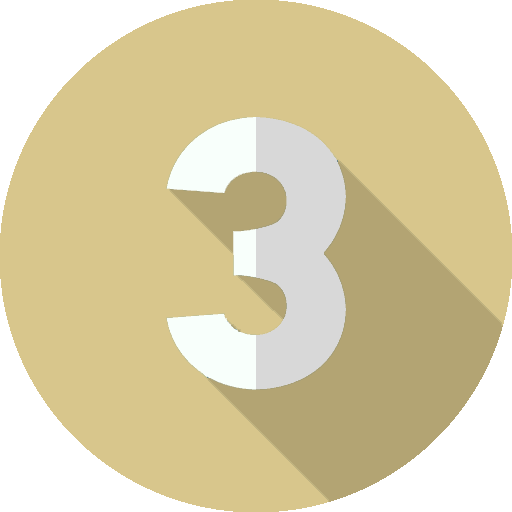step three stylized logo in gold