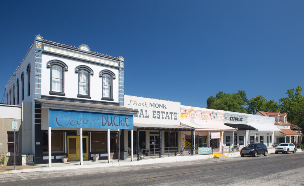 Shops in downtown Bellville, Texas