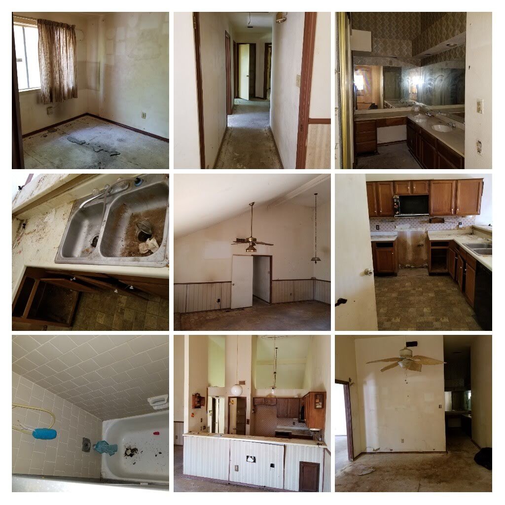 Pictures of a distressed house that needs a lot of repairs. This House can only be purchased with a hard money loan or a cash offer.