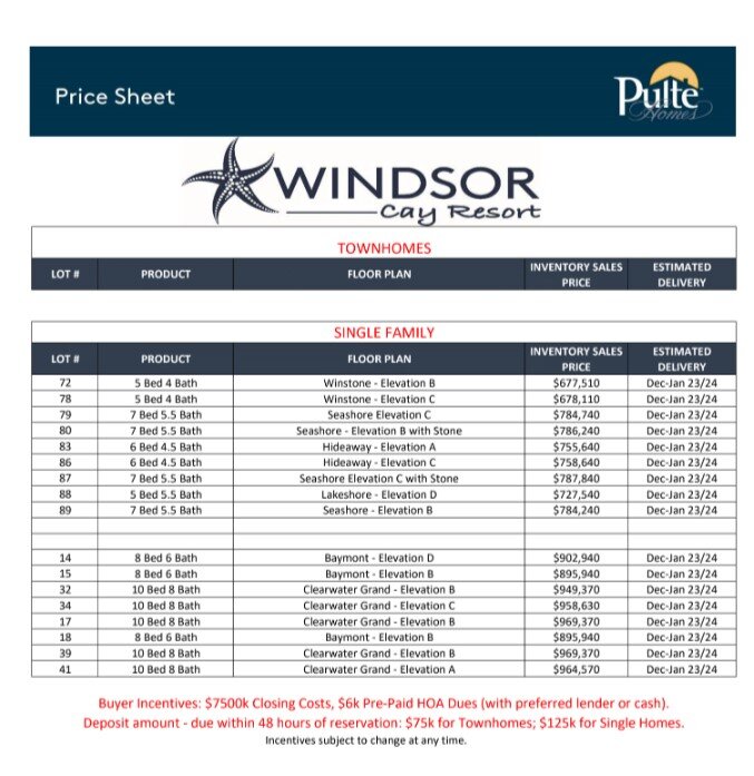 Windsor Cay Resort Pricing