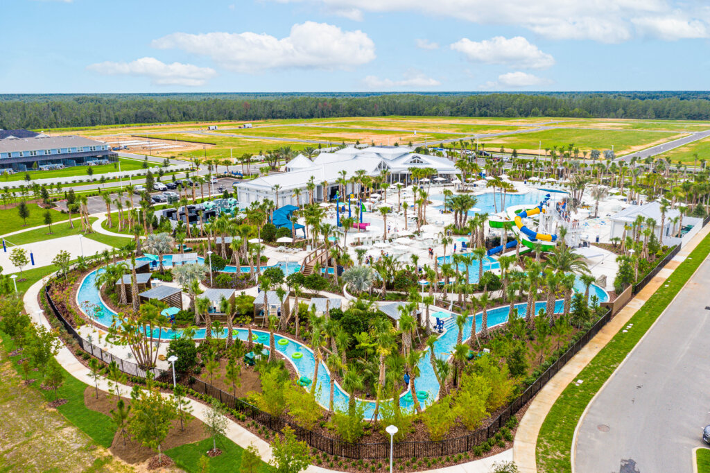 Aerial view of Windsor Cay Resort water park and lazy river.