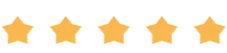 5 yellow stars in one line to represent reviews of happy customers