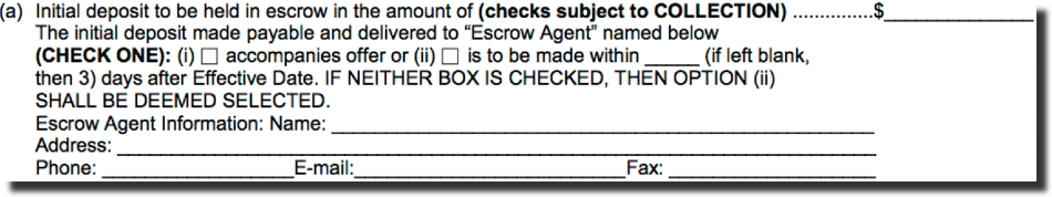 escrow provision sample