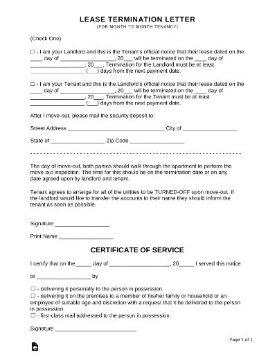 lease termination letter