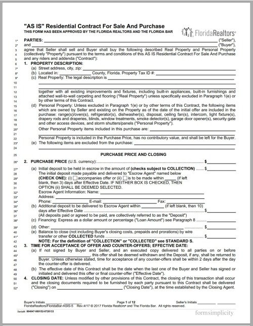 florida as-is contract