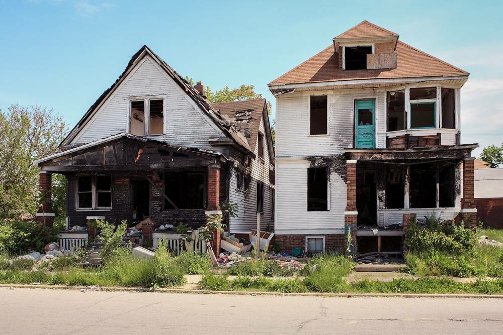Two Fire Burned Houses Atlanta