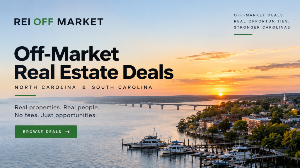Off-market real estate deals in North Carolina and South Carolina