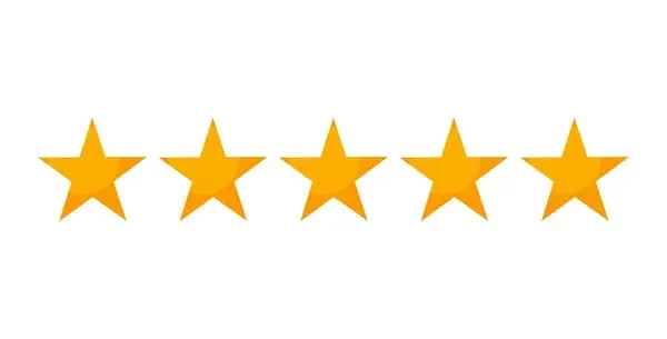 5 gold stars with white background.