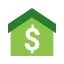 Green house with money sign.