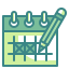 Green Calander with a pencil 