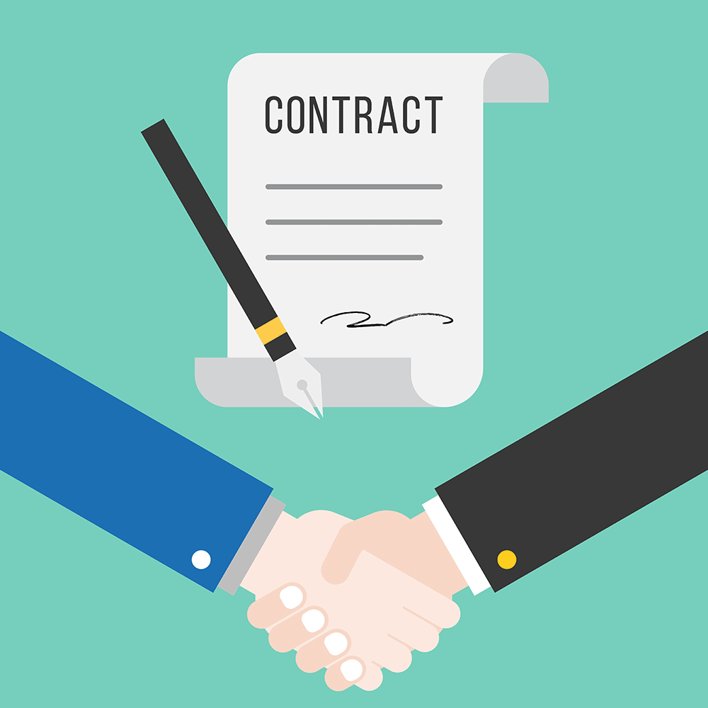 Homeowner shaking hands after signing contract to sell their house to bull city buyers. 