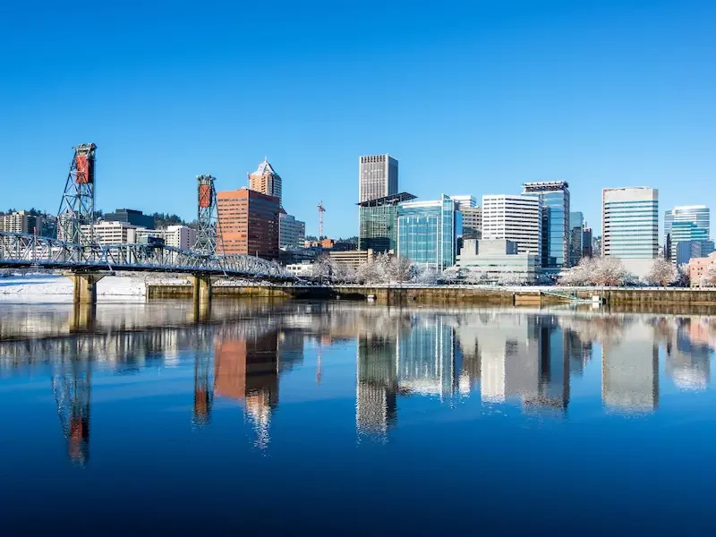 Downtown Portland in the winter.