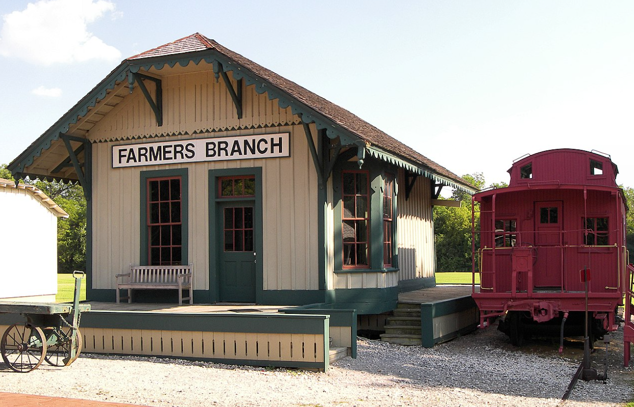 Historic train depot in Farmers Branch TX