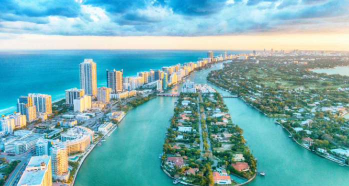Aerial view of Miami Florida