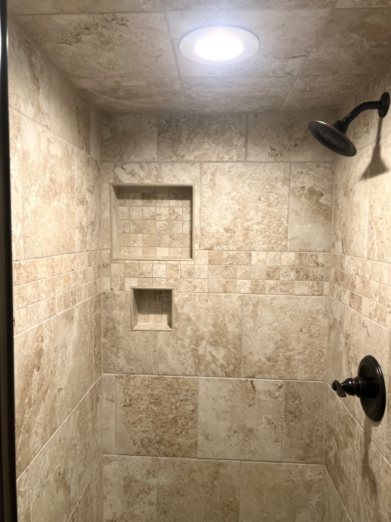 upgraded marble shower tile