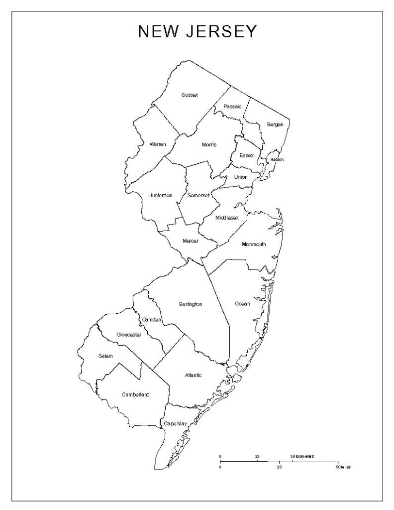 County map of New Jersey