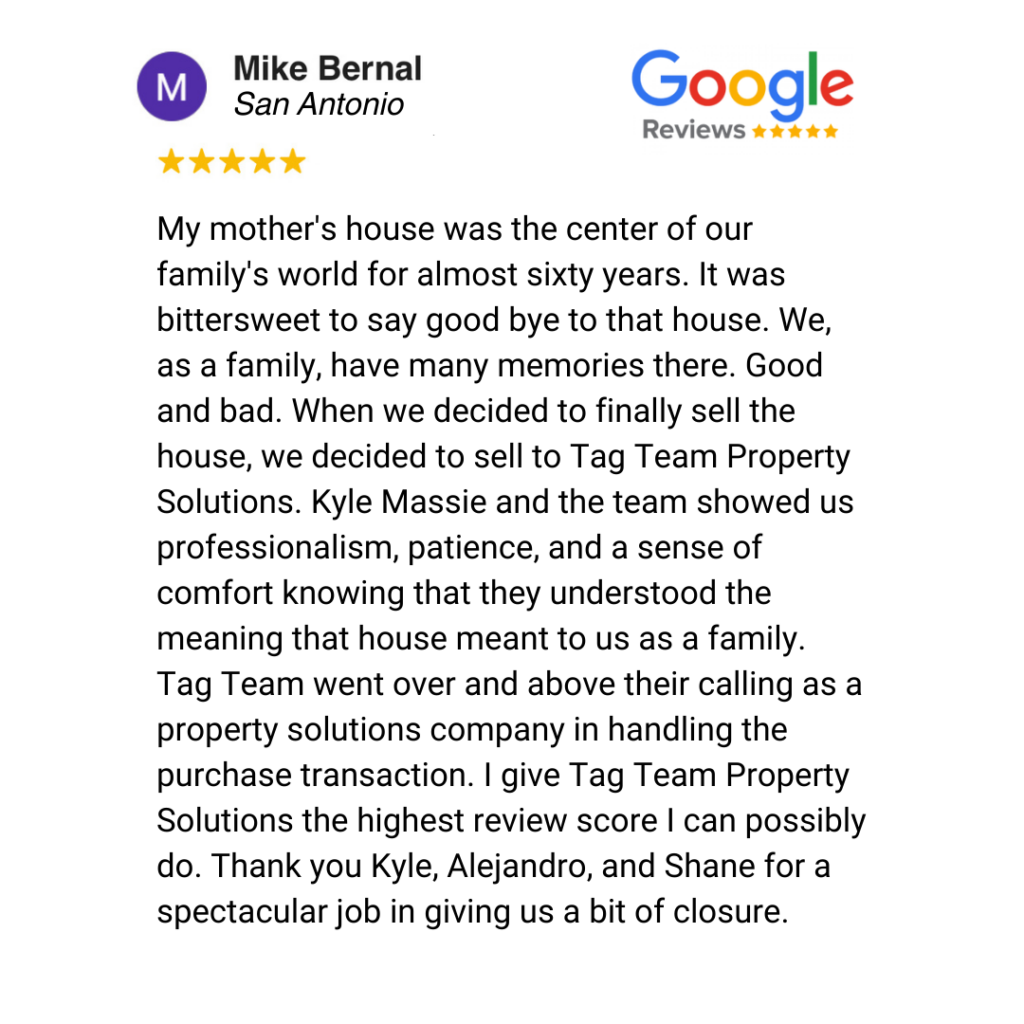 Mike Bernal sold his San Antonio property to us for cash and closed quickly