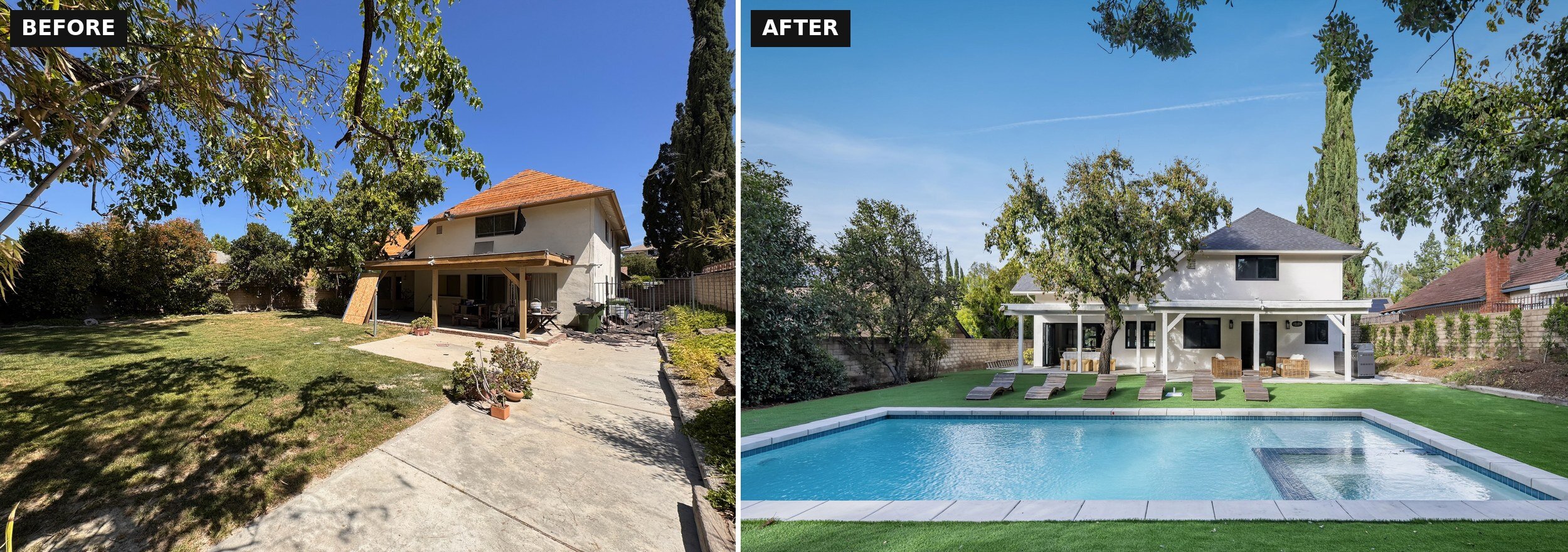 Before and after: backyard and pool transformation in Canoga Park by Abe The Home Buyer