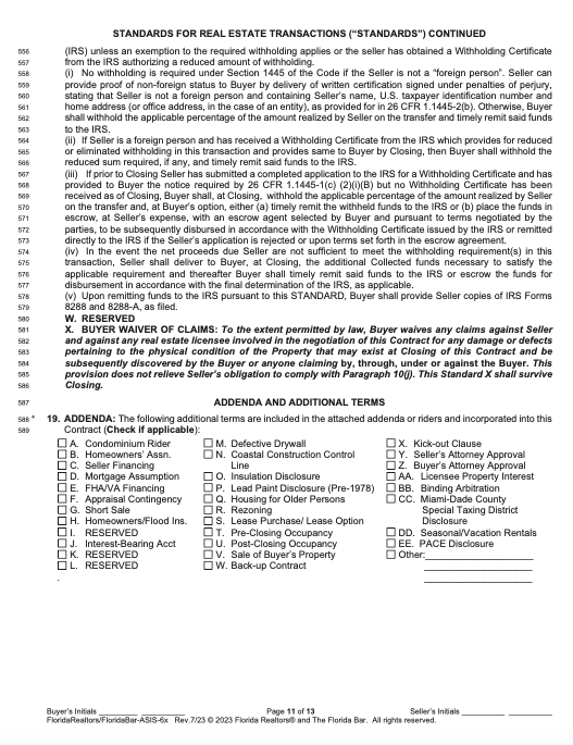 Florida Real Estate Contract page 11