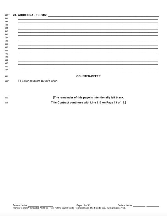Florida Real Estate Contract page 12