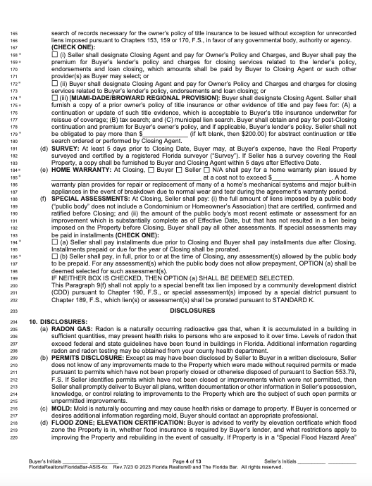 Florida Real Estate Contract page 4