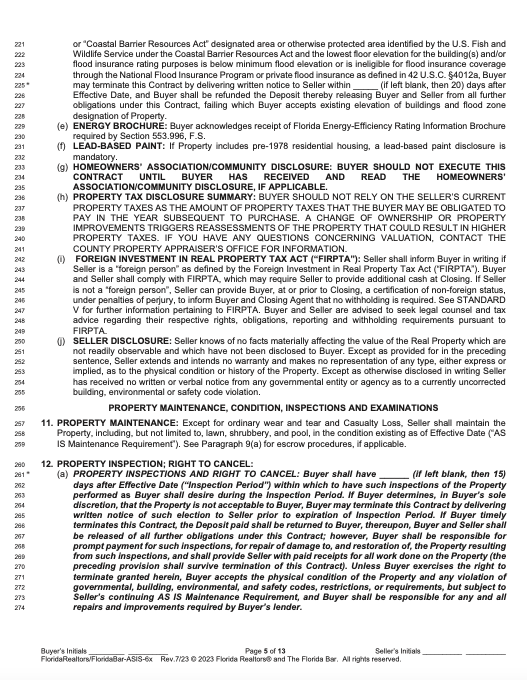 Florida Real Estate Contract page 5