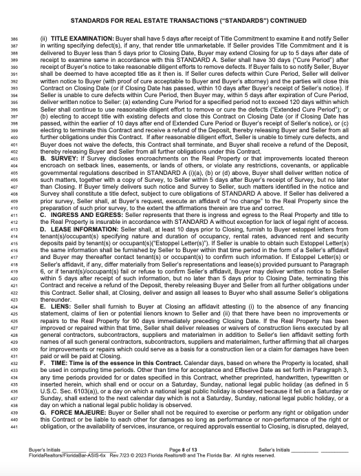 Florida Real Estate Contract page 8