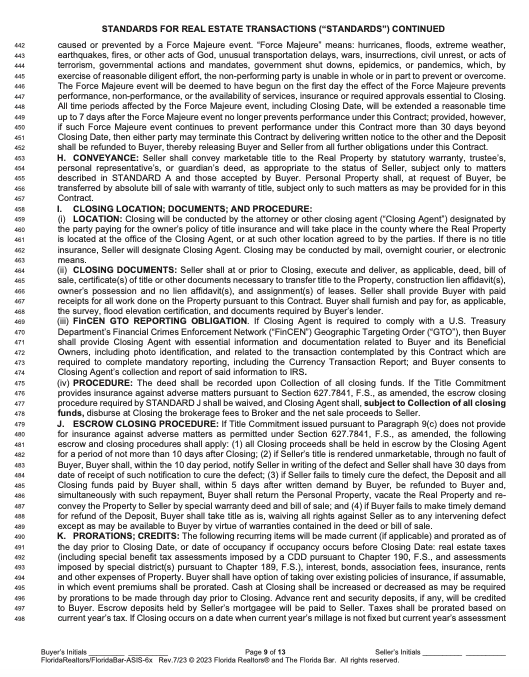 Florida Real Estate Contract page 9