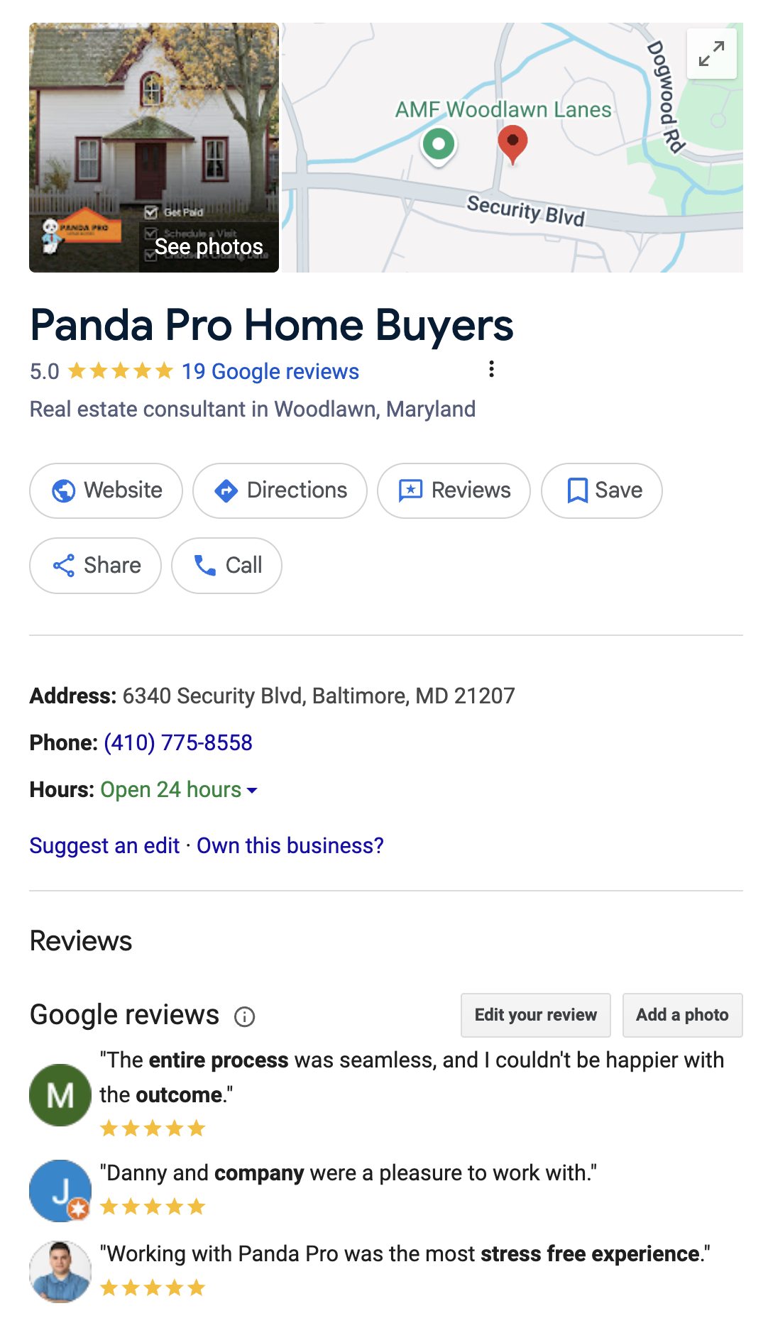 Panda Pro Home Buyers Google Business Profile