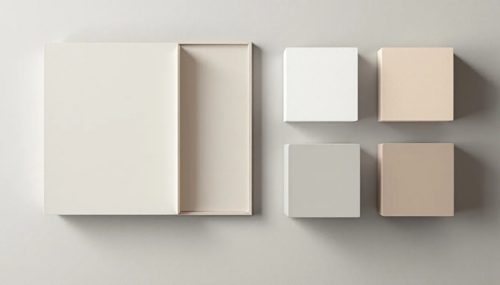 A palette of neutral paint colors ideal for home interiors.