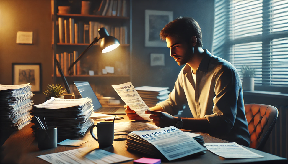 Person reviewing documents and weighing the decision to sell their house for cash, with a thoughtful expression and papers spread out on a table.