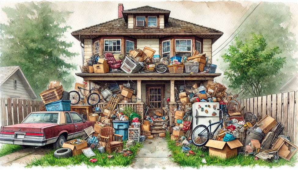 Cluttered hoarder house in North Carolina ready for sale as-is to Carolina Home Cash Offer, a trusted local cash home buyer specializing in distressed properties.