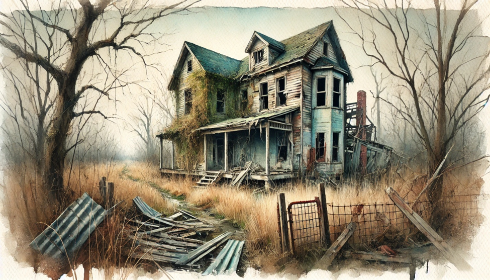 Abandoned house in Charlotte NC with overgrown yard and boarded windows — ideal for cash buyers and as-is property sales