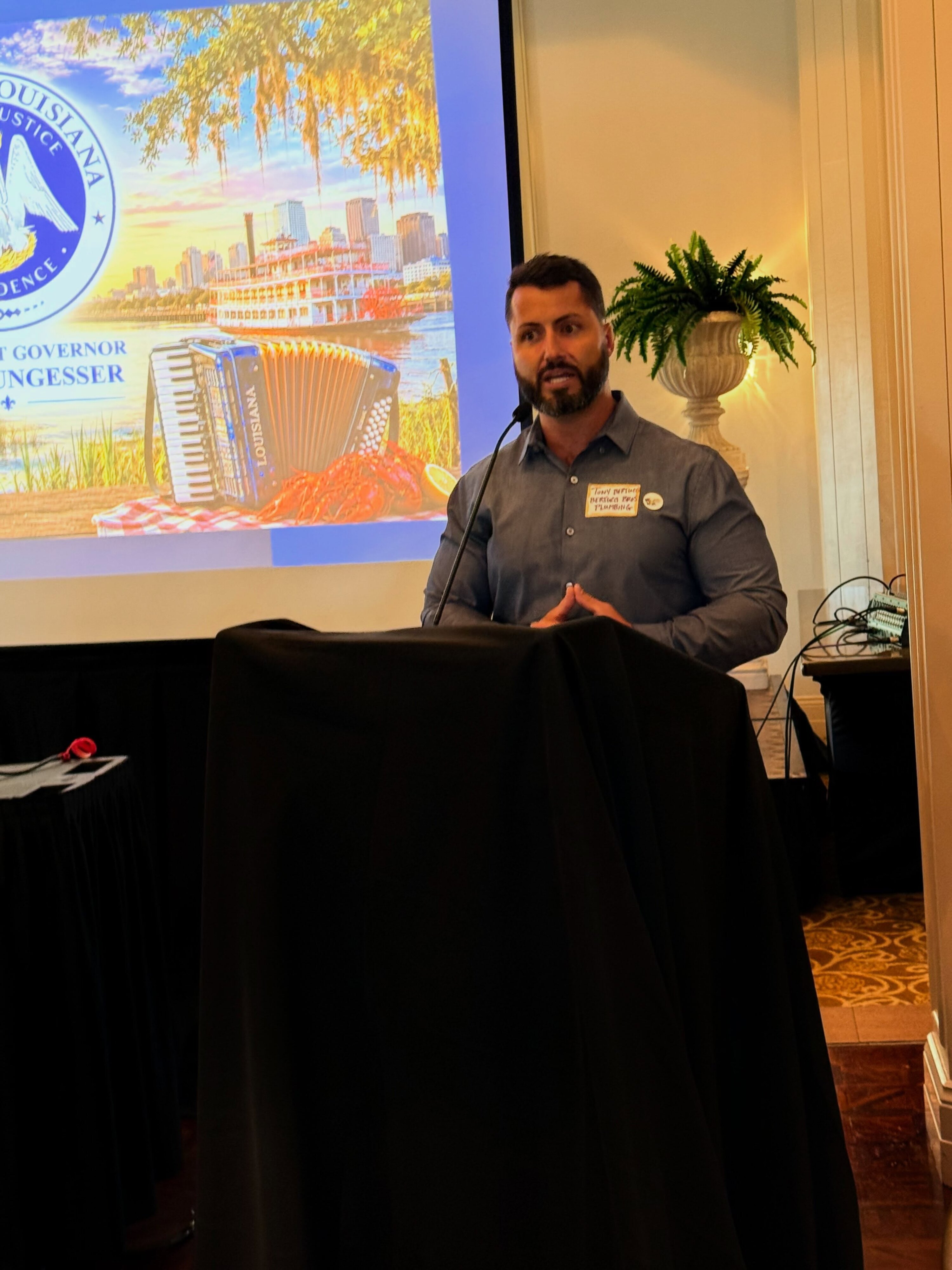 Tony Bertucci speaking at the September 17, 2026 community event