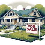 A house for sale in Oklahoma City with a sign in the yard.