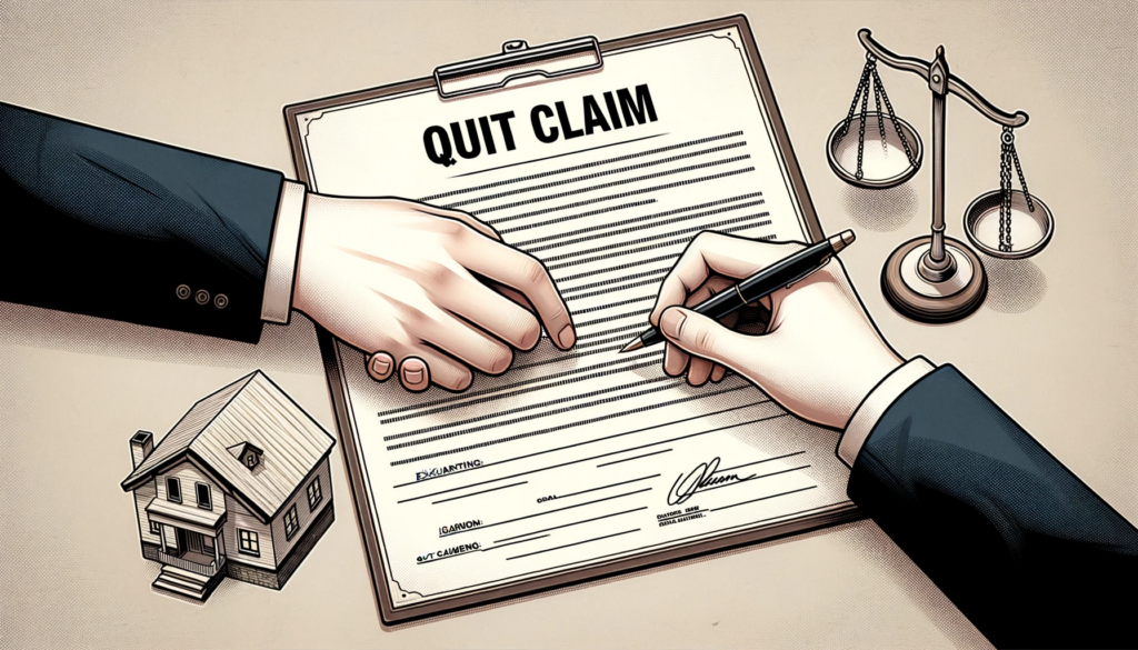 A signing of a quit claim deed.