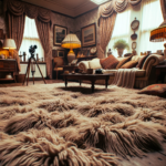 An old room with shag carpet.