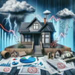A house surrounded by storms and paperwork.