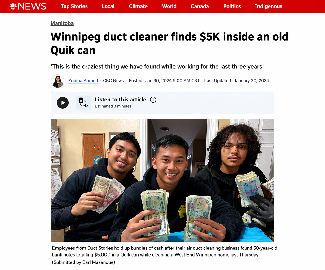 The Duct Stories CBC News feature Winnipeg