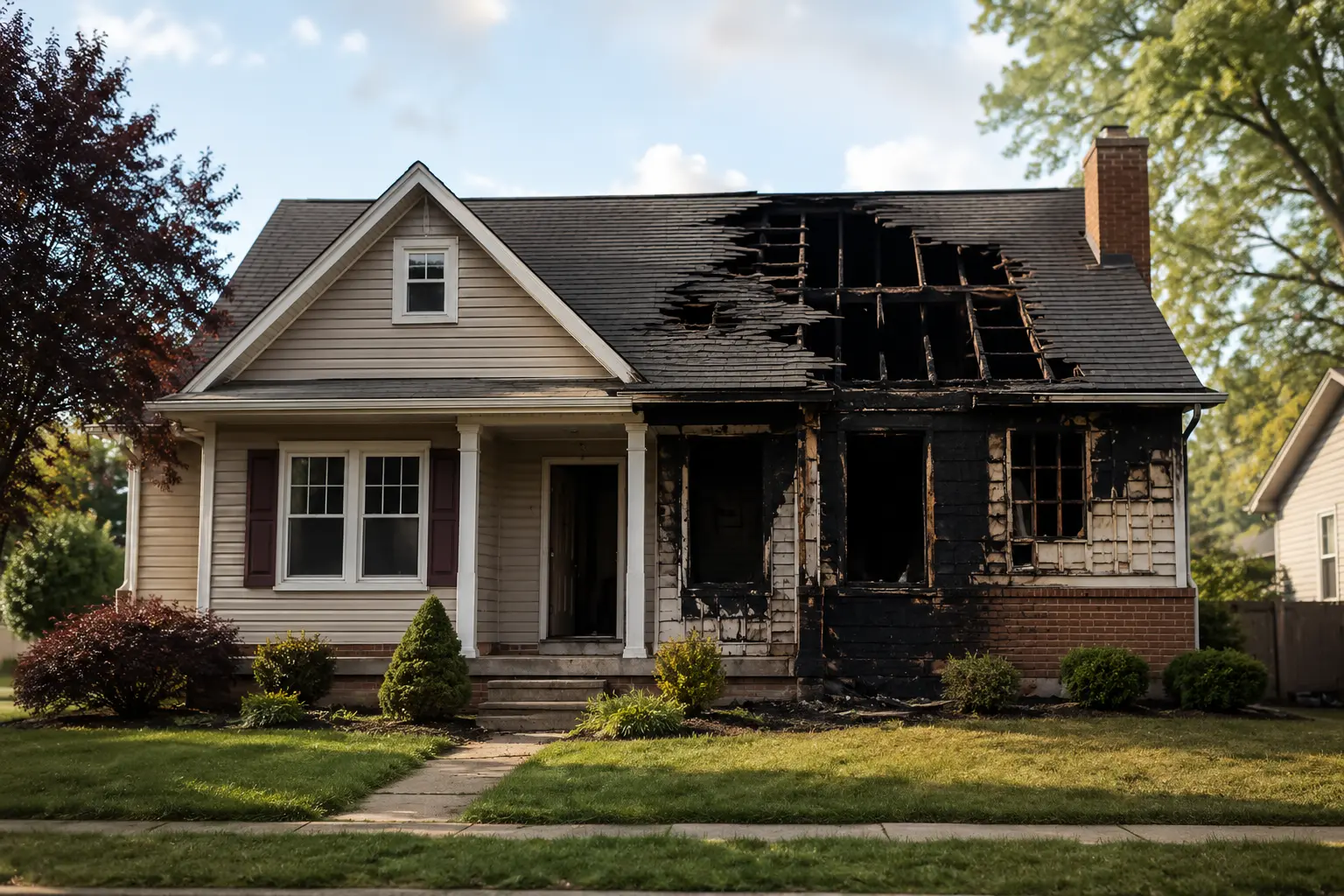 Fire damaged house Indiana