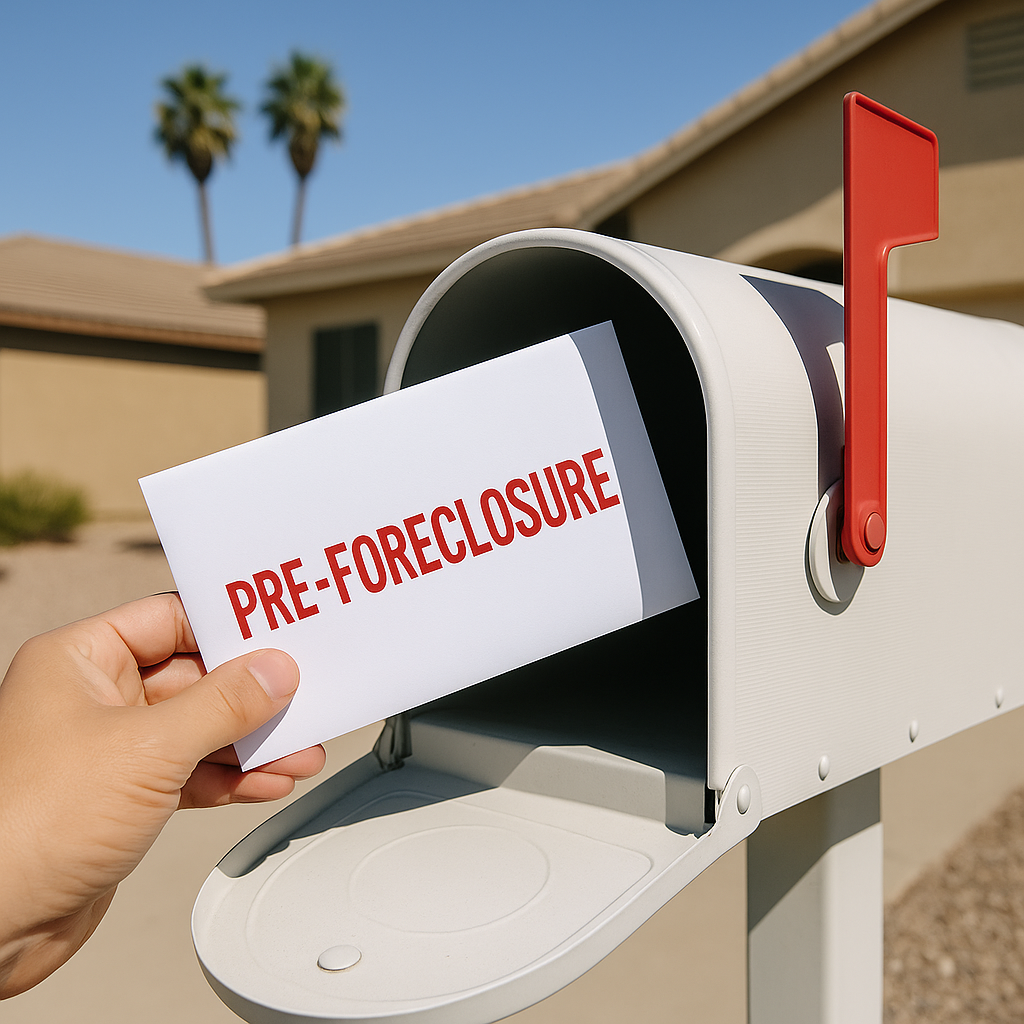 Pre-foreclosure notice delivered to mailbox at a Phoenix home