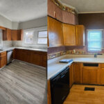 Before and after photos of the kitchen of a project by We Flip Houses.