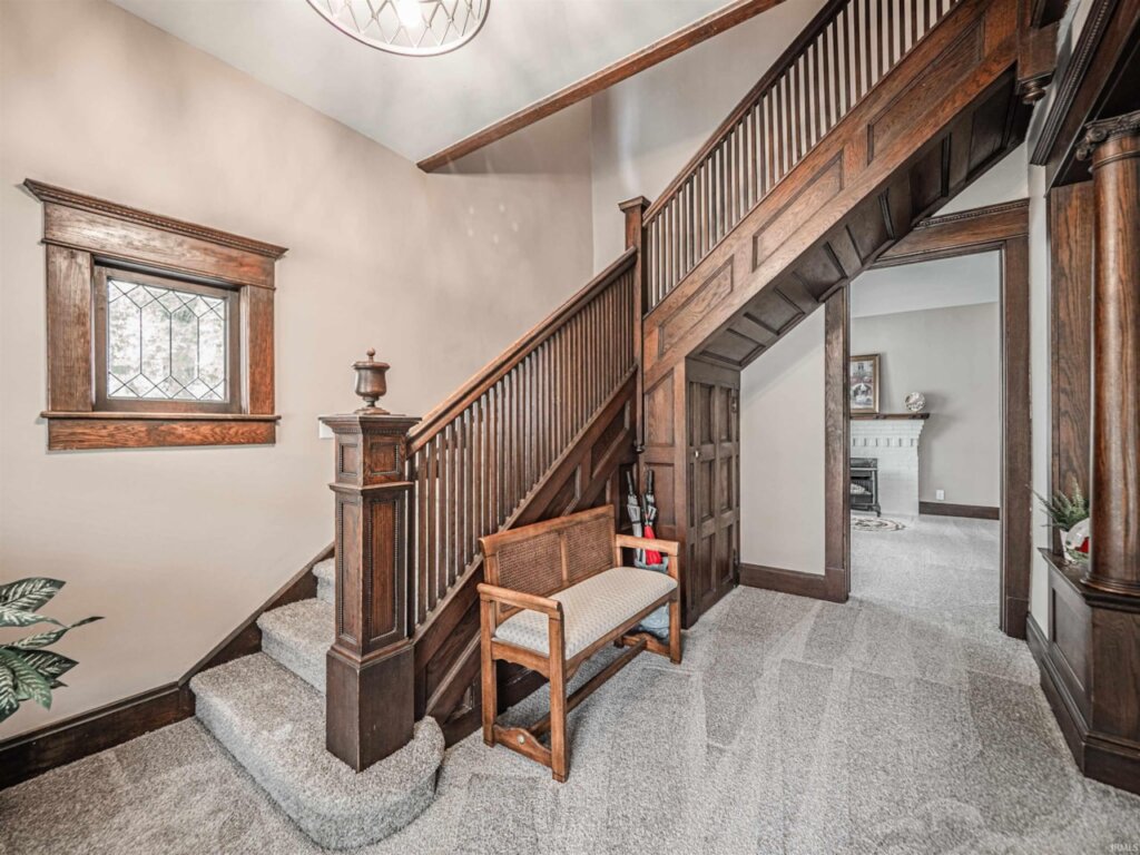 Beautiful wood stair case with character.