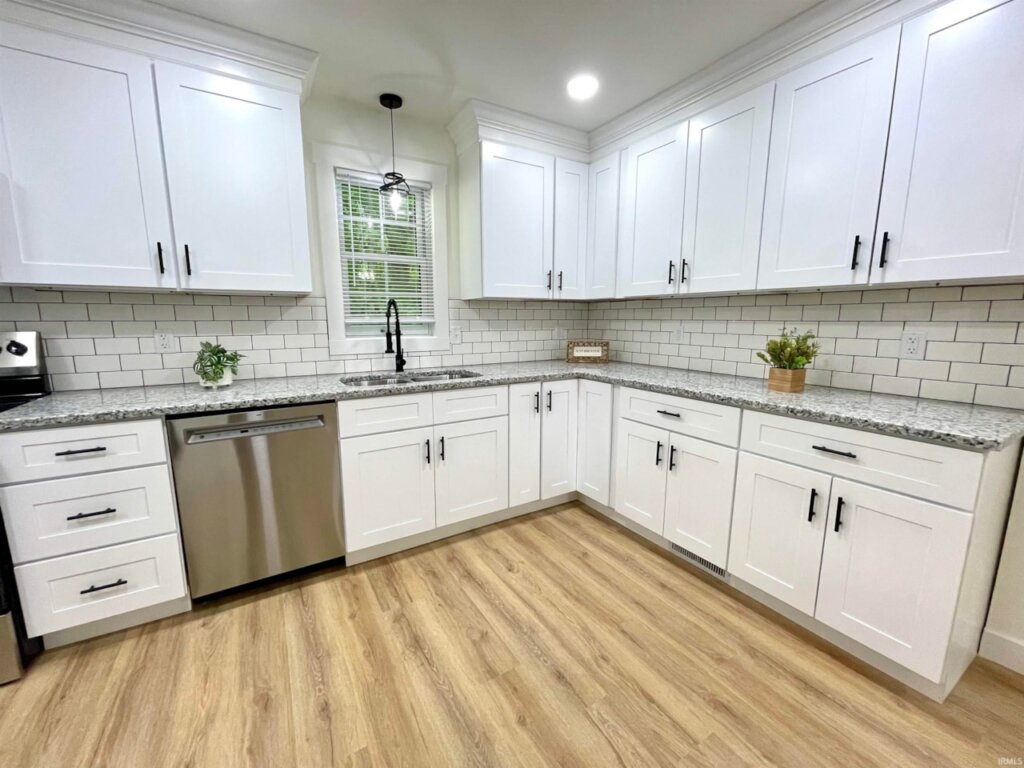 All new kitchen with white cabinets in Owensville, Indiana