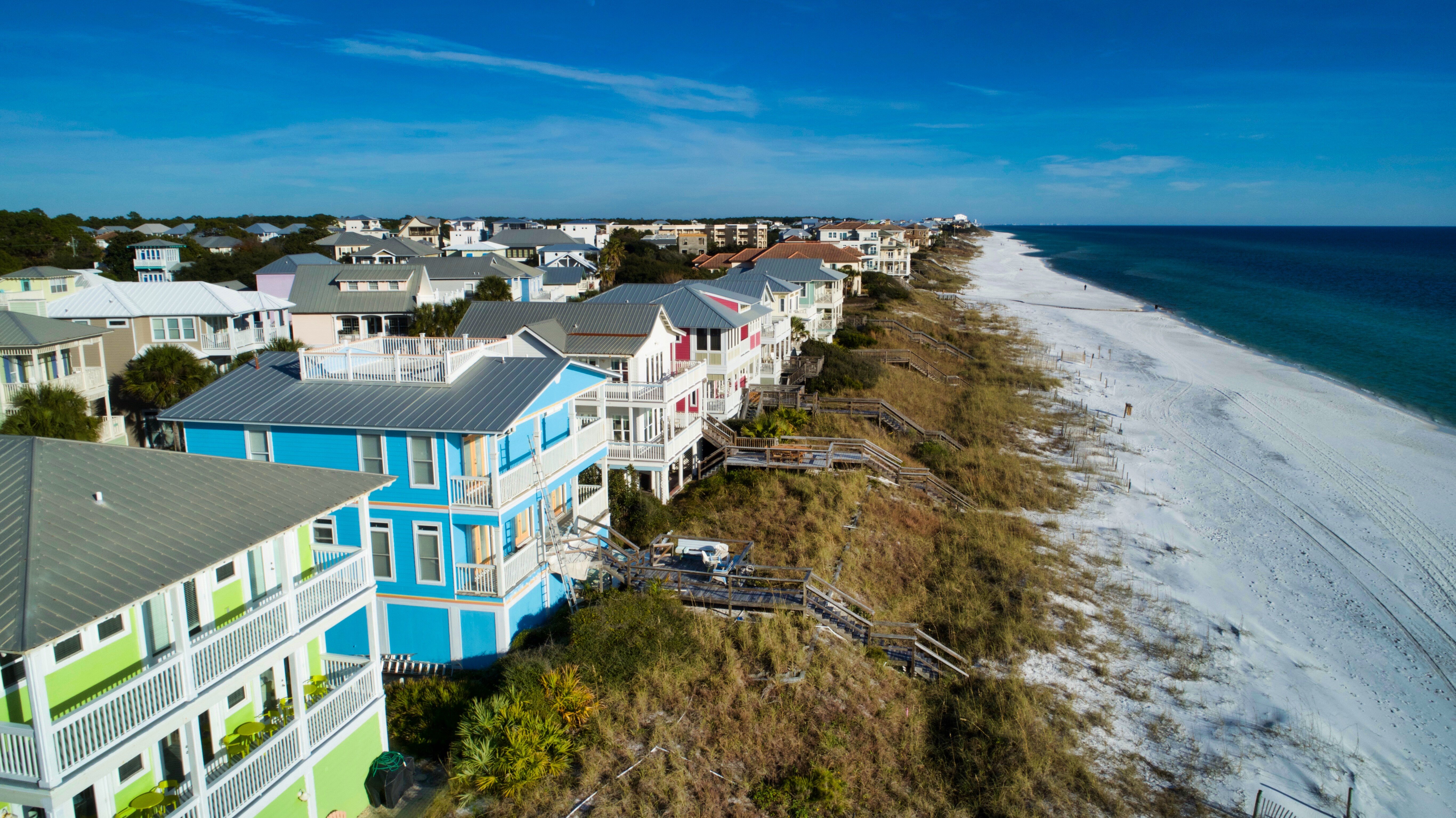 Row of colorful homes along the Florida coast