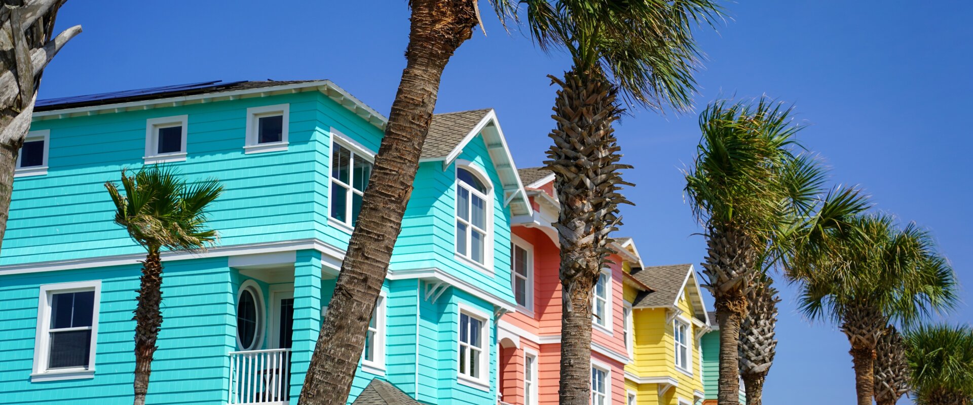 A row of colorful Florida beach homes.