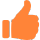 Orange thumbs up icon, representing approval or positive feedback.