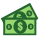 Green money icon displaying a stack of dollar bills, representing wealth or financial transactions.